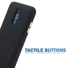 CasesOnDeck Case Compatible with [LG Tribute Dynasty/Aristo 3 /Rebel 4 /Phoenix 4/ Zone 4][Grip Tactical] Dual Layer Rubberized Shock Shell Inner TPU Soft Interior (Black)