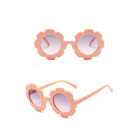 JieJieko Kids Round Flower Sunglasses Girl flower Shaped Sunglasses Cute Kids Eyewear for Pool Beach Outdoor Age 2-10 Years (Orange)