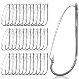 Weedless Wacky Rig Hooks, 35pcs Weedless Worm Hooks Bass Fishing Hooks with Wire Guard for Wacky Rigging Worm Lure Carbon Steel Fishing Hooks for Neko Rig Freshwater Saltwater 1/0 2/0 3/0