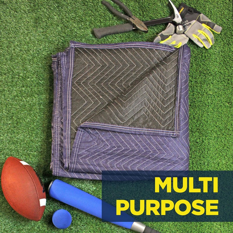 PackRite Deluxe Moving Blanket Pad, Quilted Blue 72"x80" 3 Pack