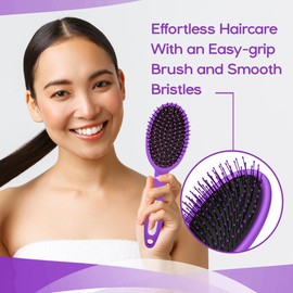 Herstyler Hair Brush Detangler - Untangle Brush for Thick Hair - No Tangles - Soft Bristles - Anti Slip Handle (Purple)