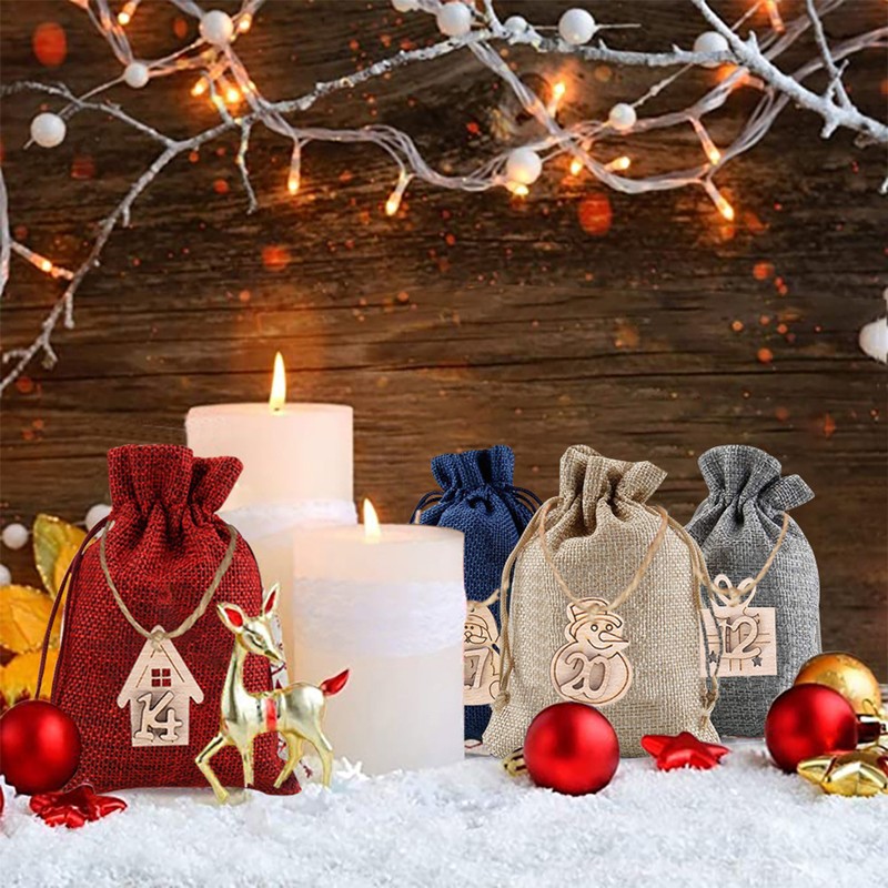 24 Advent Calendar for Filling Bags DIY Christmas Drawstring Gift