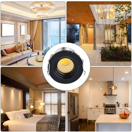 Sorfia 5 Pack 3W Mini LED Recessed Lighting, 1 Inch Recessed LED Lights, Under Cabinet Lighting Under Cabinet Lights 300LM AC 110V Lights with Driver Power Supply 3000K Black