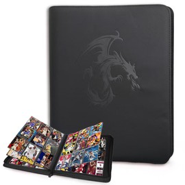 Trading Card Binder 9 Pockets,Card Collection Binder with Zipper,Card Favorites Album for Football Cards, Baseball Cards, Mtg Card Games, Dutch Blitzkrieg Card Games (BLACK)