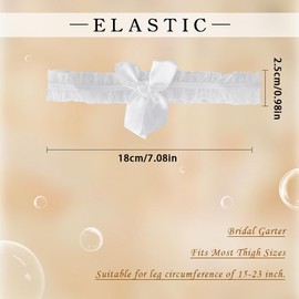 Garters for Bride, Wedding Garter for Bride, Bridal Garter, White Garter, Wedding Gifts, Wedding Accessories, Gifts for Women and Girls, Leg Garter for Prom Party Valentines Day Gifts（Bow Tie White）