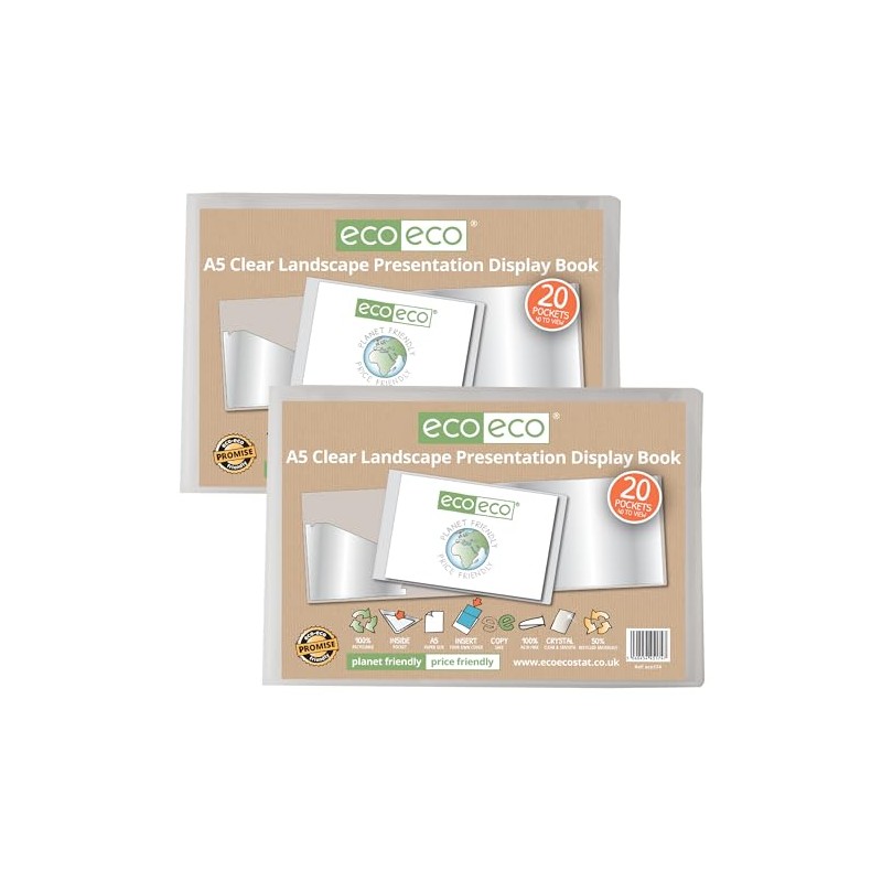 eco-eco 2 Pack A5 50% Recycled 20 Pockets Clear Landscape