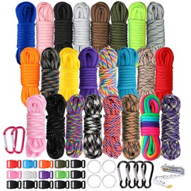 WEREWOLVES 550 Paracord Type III - Survival Paracord Bracelet Rope Kits - Tent Rope Parachute Cord Combo Crafting Kits, Many Colors of Outdoor Survival Rope - Great Gift (Colorful 24 Color)
