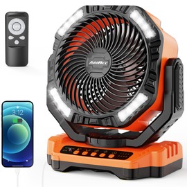 40000mAh Battery Operated Camping Fan, Rechargeable High Velocity Floor Fan, Auto Oscillation Remote Control Timer - Cordless Outdoor Fan for Car Travel RV Camp Garage Patio Hurricane Emergency