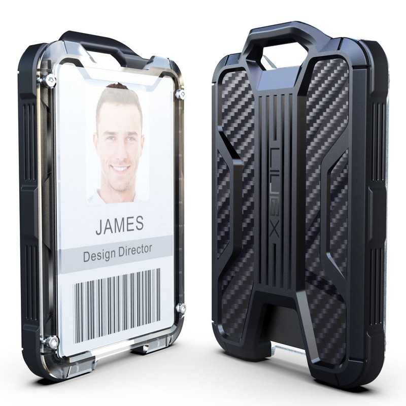 LIUGX Retractable Badge Holders, Heavy Duty Retractable Keychain, Carbon Fiber-Texture,