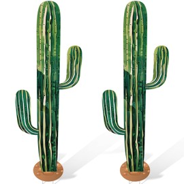 Memorywuu 2 Pcs 3.3 Feet Large Boho Cactus Yard Stakes Signs Western Cowboy Party Jointed Cactus Sign Tropical Cacti Bohemian Green Botanical Decorations for Classroom Bedroom(Realistic Style)