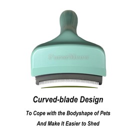 FurorMeow Pet Deshedding Tool with Curve Blade, Cat Grooming Brush, Tight V-shaped Teeth Shedding Comb for Cat and Small Dog Large Green (Green, Small)