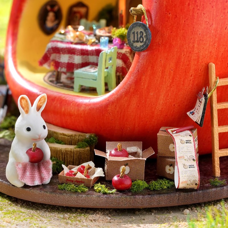 CUTEROOM Dollhouse Kit, DIY Miniature House Kit-Apple House