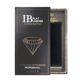 IB Lash, Premium Flat Lashes for Eyelash Extensions by Amber Lash, Light-weight, Matt-finish with Various Curls and Thickness (0.25mm DD (D+) Curl, MIX [8-13 mm])