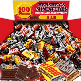 Hershey Miniatures Chocolate Assortment, 2 Lbs, Bulk Individually Wrapped Miniatures Chocolate Candy, Milk Chocolate Candy Variety Pack, Includes Milk Chocolate, Special Dark, Appx 100 Pieces