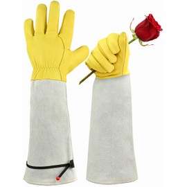 Praknu Praknu Leder Rosenhandschuhe - ???????????????????????? & ?????????????????????????????? Gartenhandschuhe Lang Mit Unterarmschutz fr Damen und Herren - M