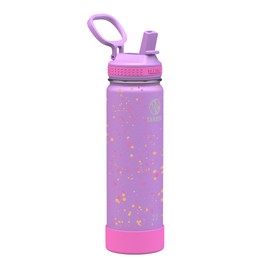 Takeya Actives 22 oz Vacuum Insulated Stainless Steel Water Bottle with Straw Lid, Premium Quality, Purple Love