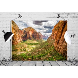 Loccor 7x5ft Fabric Desert Mountain Backdrop Mountain Backdrop Colorful Landscape of Zion National Park Canyon Sandstone Background for Wild Western Party Decorations Boys Cowboys Photo Studio Props