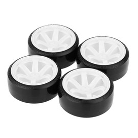 Ocnvlia 4 Pieces Drift Car Tyre Rim Hard Wheel Tyre for 1/10 Drifting RC Car White
