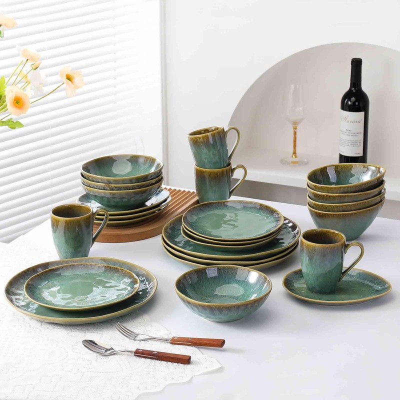 Henten Home Ceramic Dinner Plate Set, 11 Inch Porcelain Pizza,