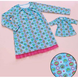 Unbranded Matching Girl & 18" Doll Nightgowns Set Sz 6-16 Frog Pajamas Fits American  - 6