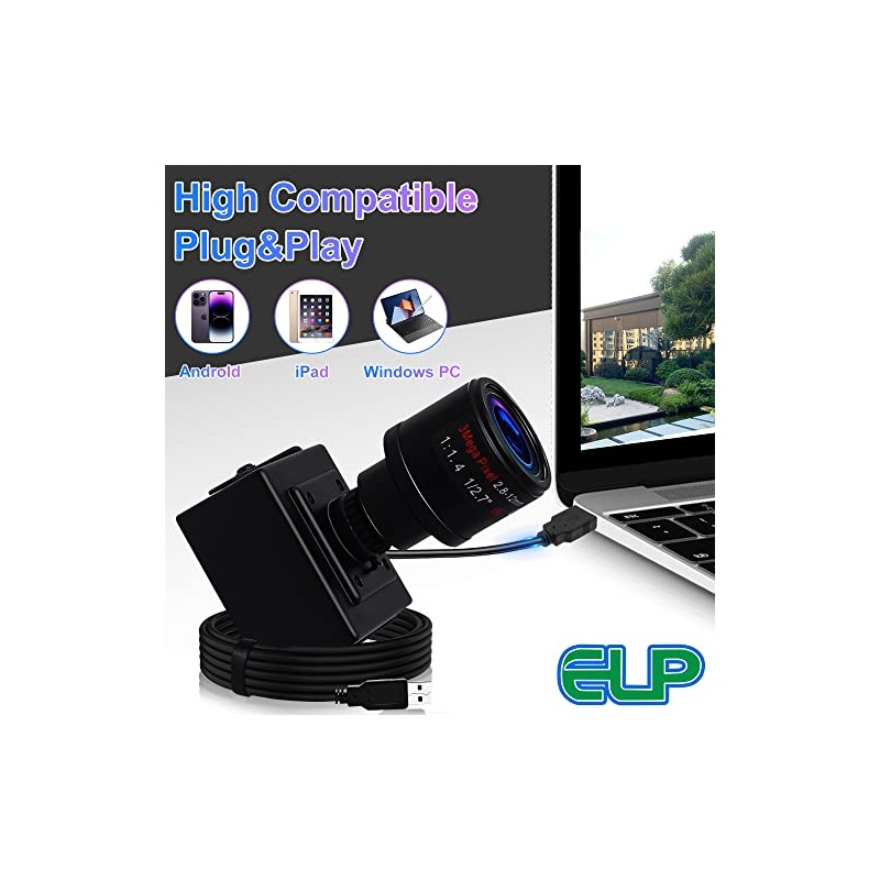 ELP 2.8-12mm Varifocal Lens HD 1080P Webcam for Mac