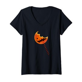Womens Trick ‘R Treat - Bitten Lollipop Treat V-Neck T-Shirt