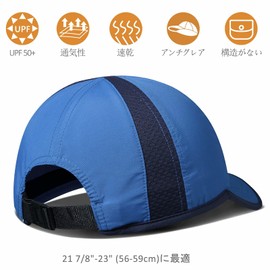 GADIEMKENSD Non-Structured Hat, UPF 50+ UV Protection, Quick Drying, Breathable, Mesh Running Hat, Unisex, Adjustable Size, blue