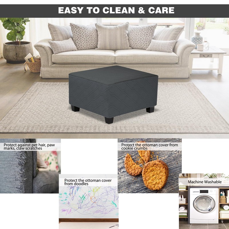 TOPHMDECOR Ottoman Cover Square,Waterproof Square Ottoman Covers Thick Slipcover for