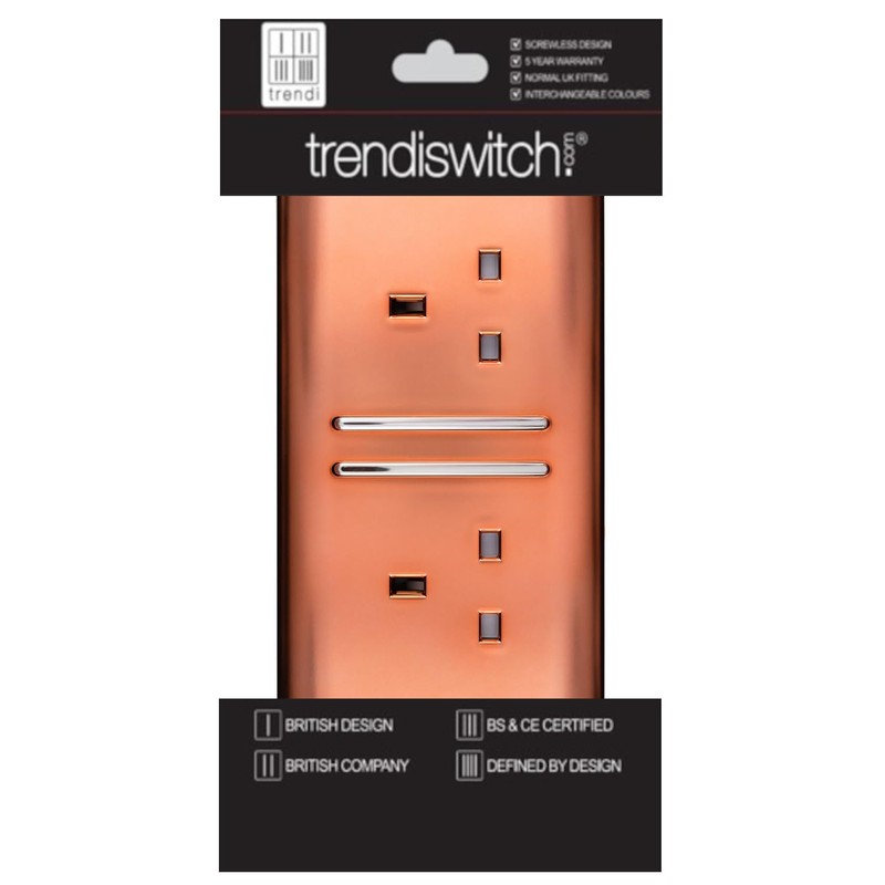 Trendi 2 Gang Artistic Modern Glossy 13 Amp Switched Tactile