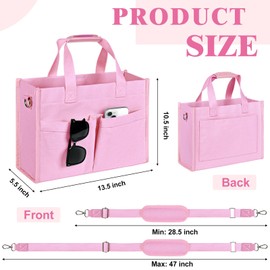 MIAOJIE Tote Bag for Women, Canvas Tote Bag with Pockets Laptop Work Crossbody Purse Travel Bags with Shoulder Strap Everyday Satchel Shoulder Handbags - Black