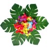 108 Pieces Hawaiian Tropical Party Decoration Set Leaves Flowers Umbrellas