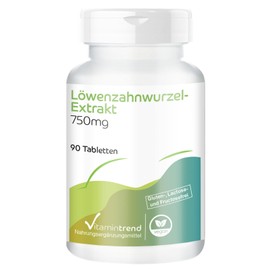 Dandelion Root Extract 750 mg - with 750 mg Dandelion Root Extract 10:1-90 Tablets - High Dose - Safe Dosage - Vegan - Bioavailable Supplements from Germany | Vitamintrend