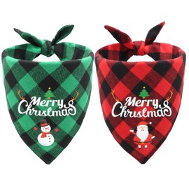 2 pañuelos de Navidad para perro, bufanda para perro navideño, triángulo reversible Feliz Navidad Papá Noel muñeco de nieve, traje de perro con estampado de muñeco de nieve, bufanda clásica de