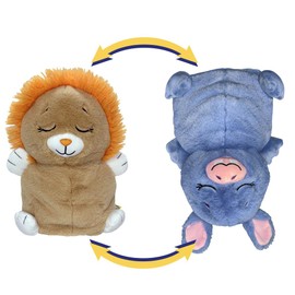 FlipaZoo: Upside Down Inside Out - Lion to Hippo - 2-in-1 Animal Plush, Belly Flips to Reveal 2nd Character, Kids Playtime Companion, Plus Bonus Baby