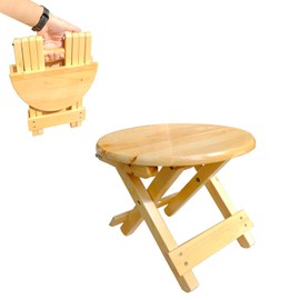 LukPlen Wooden Folding Step Stool, A Little Side Table, for Small Spaces, Kitchen, Bedroom and Outdoor Dining Fishing, Multi-Purpose Sitting Stool, Bath Chair, Small Table, Already Assembled