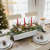NUPTIO Flower Box Rectangle Centerpieces: 2 Pcs 11.8" Long Wood