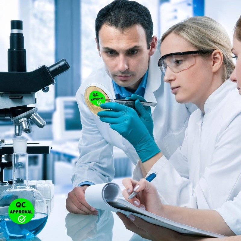 1 inch QC Approval Labels Green Inventory Quality Control Stickers