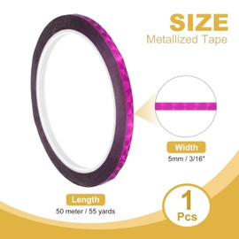 PATIKIL Metalized Polyester Film Tape 3/16 Inch x 55 Yards, Metallic Decor Tape Laser Purple Adhesive Mirror Tape for Detailing Accent Wall Graphic Arts Boat Trim Walls