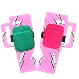 Reusable Display Holders in 40 oz. Tumbler with Handle Shape | 15 pk Pink Lightning Bolt for Cup Belt Bags Pouch with Strap Mini Bag Water Bottle Pouch for Boutique Owners and Resellers 10.6 x 5.75”