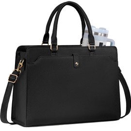 GMAK Laptop Tote Bag for Women, Office Work Bag Briefcase for 15.6 inch Laptop, PU Leather Teacher Tote Bag Large Capacity Waterproof Computer Bags Teacher Handbag for Commute Office Travel, Black