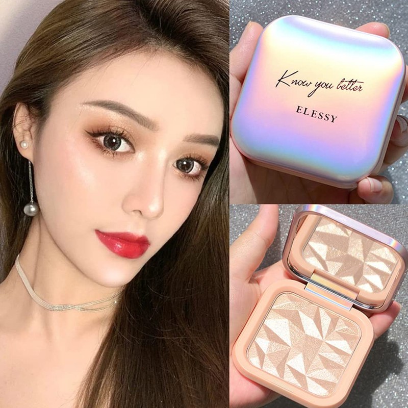 ELESSY Diamond Highlight Powder, 4 Colors, Highlight, Luminizer, Sparkle, 3D,