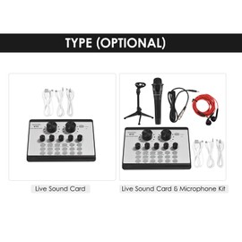 V17 Live Sound Card BT Mini Sound Mixer Multifunctional Voice Change Audio Mixer for Phone Computer Live Streaming Game Music Recording Karaoke Singing Broadcasting