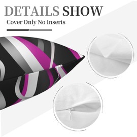 Oblivix Purple Black Throw Pillow Covers 18"X18" Set of 2 Black Purple and White Geometric Striped Pillow Cases Modern Art Decorative Throw Pillowcases for Sofa Couch Chair