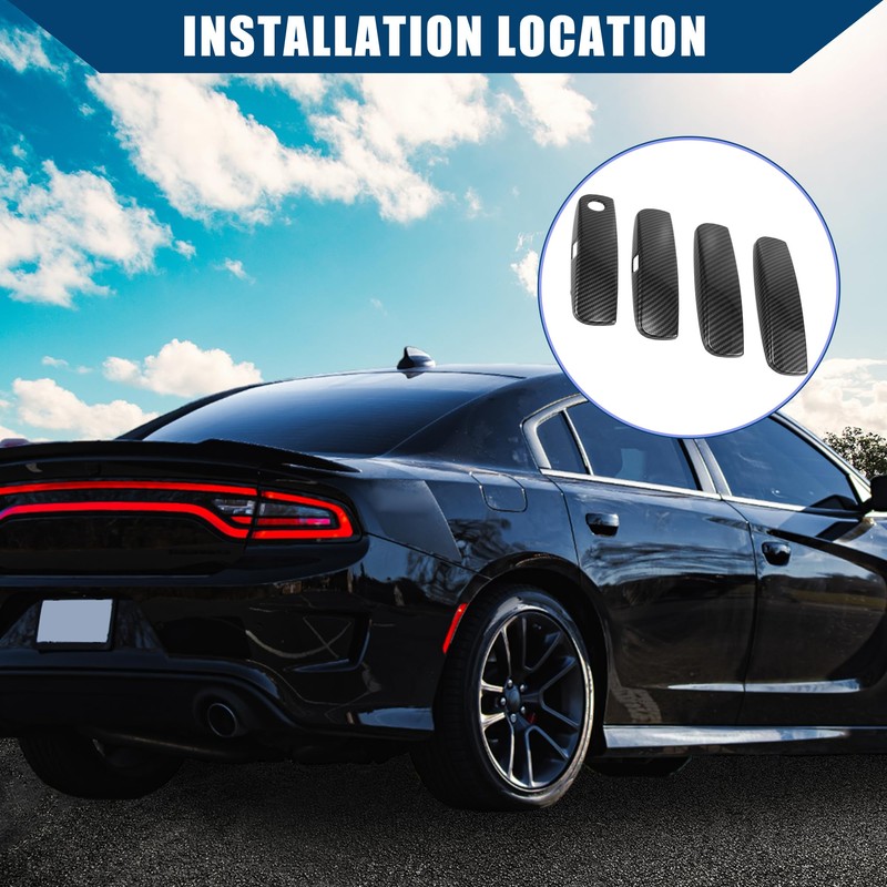 Hihaha Exterior Outside Door Handle Trim Cover Carbon Fiber Pattern