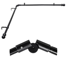 Corner Window Curtain Rods, L-shaped Curved Curtain Rods for Windows 30 to 136 Inches, Black 1 Inch Diameter Heavy Duty Curtain Rods for Bedroom, Living Room, Adjustable Renter Friendly Curtain Rods