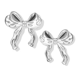 Bow Earrings for Women Gold Silver Bow Earrings Minimalist Earrings for Women Simple Bow Stud Earrings for Teen Girl Gifts Trendy Stuff