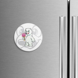 Unbranded Funny Bear With Ice Cream Animal | 4'' X 4'' Round Decorative Magnet