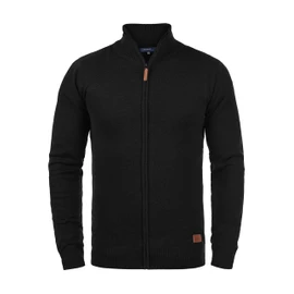 Blend Norman Men's Knitted Jacket, Fine Knit with Stand-Up Collar and Zip - Black (70155) Plain, size: l