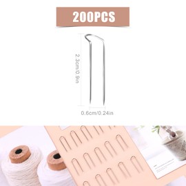 SAVITA 200pcs U-shaped Sewing Quilting Pins, Stainless Steel Craft Pins Double Blocking Pins Multi-purpose Straight Pins for Sewing, Home Decor and Jewelry Display (0.9 inch Long)