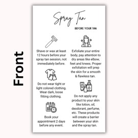 Spray Tan Pre and Post Care Aftercare Instruction Cards | 50 Pack | 3.5 x 2" Business Card Size | Black with White Design Aftercare Instructional card